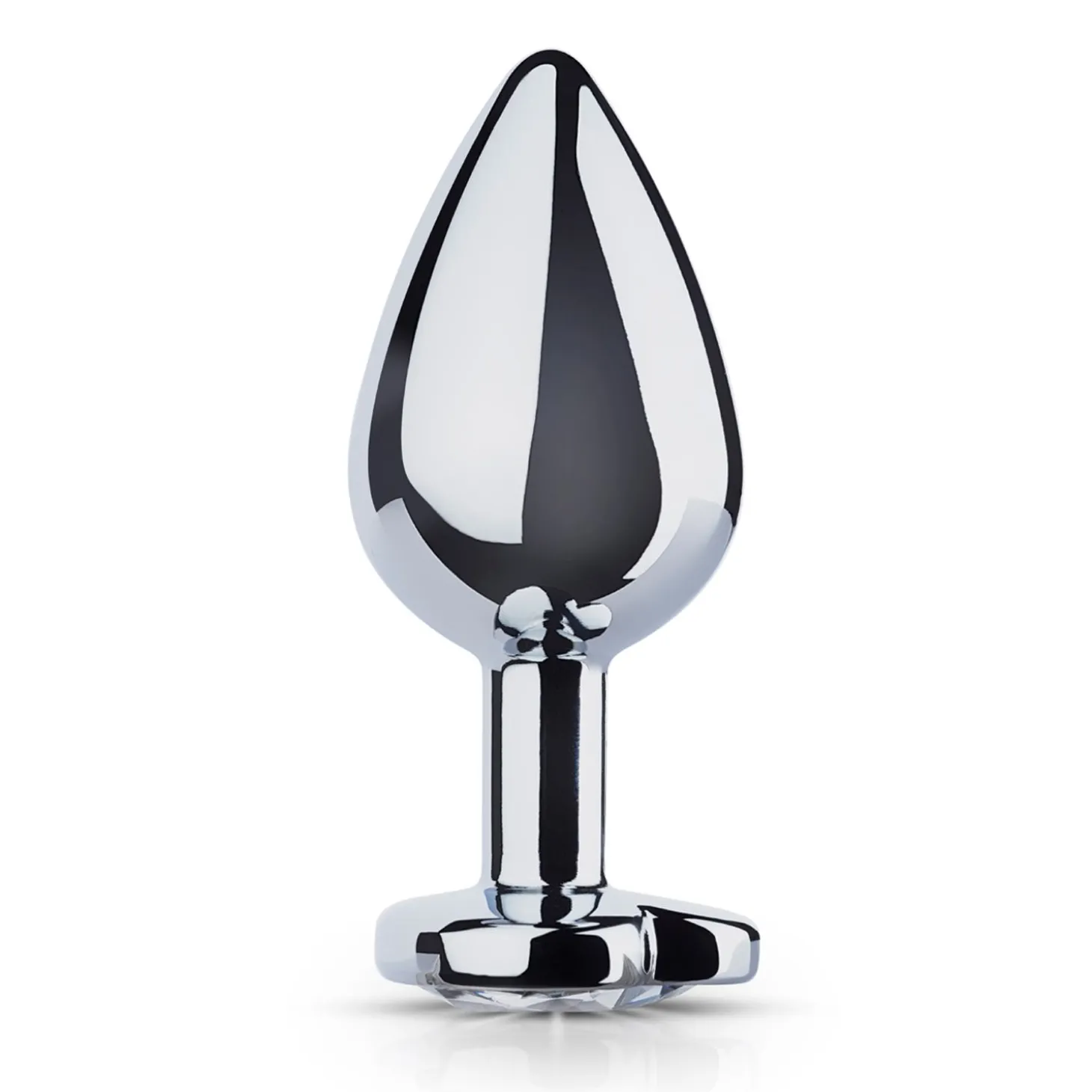 Zilveren buttplug met helder hartje