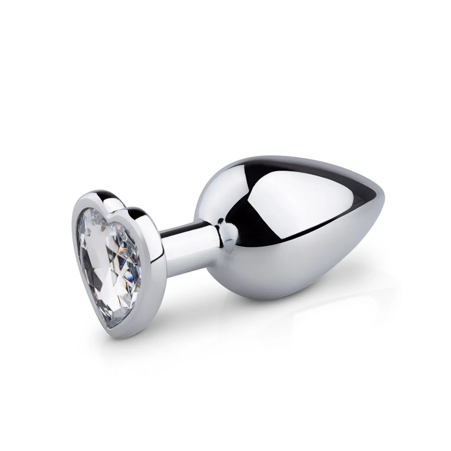 Zilveren buttplug met helder hartje