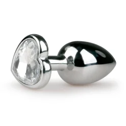 Zilveren buttplug met kristallen hart