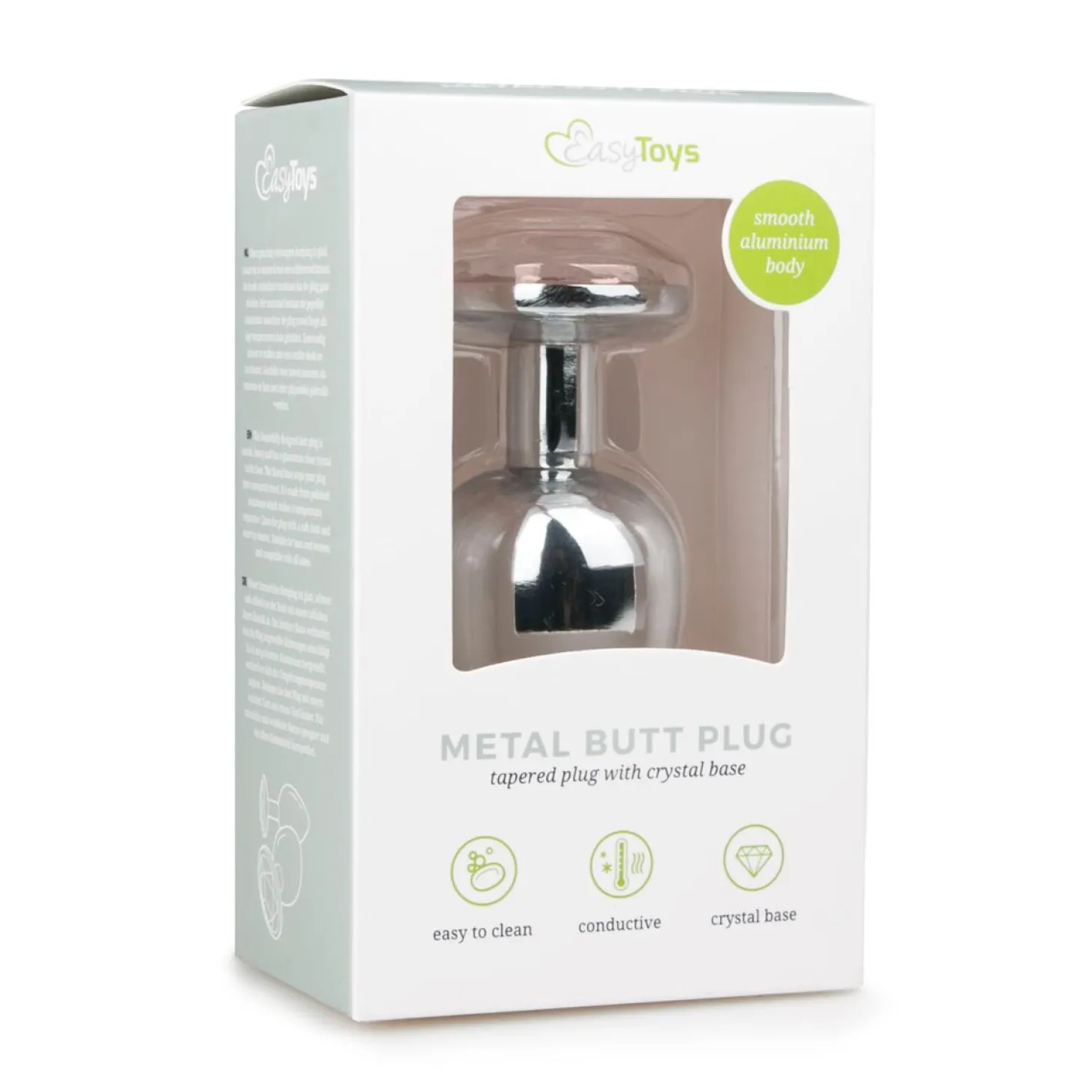 Zilveren metalen buttplug met kristal