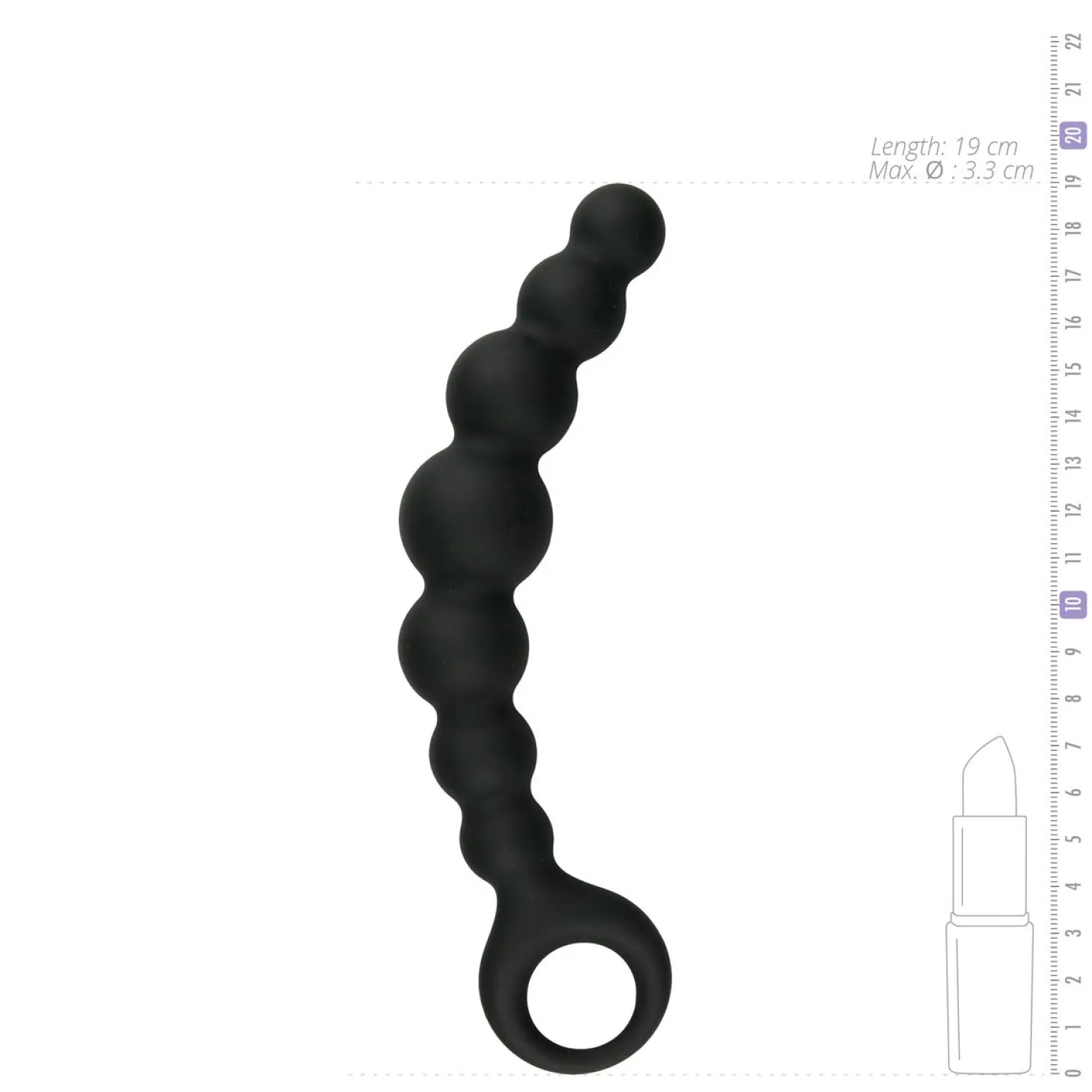 Zwarte Anale Plug Met Kralen - 19 cm