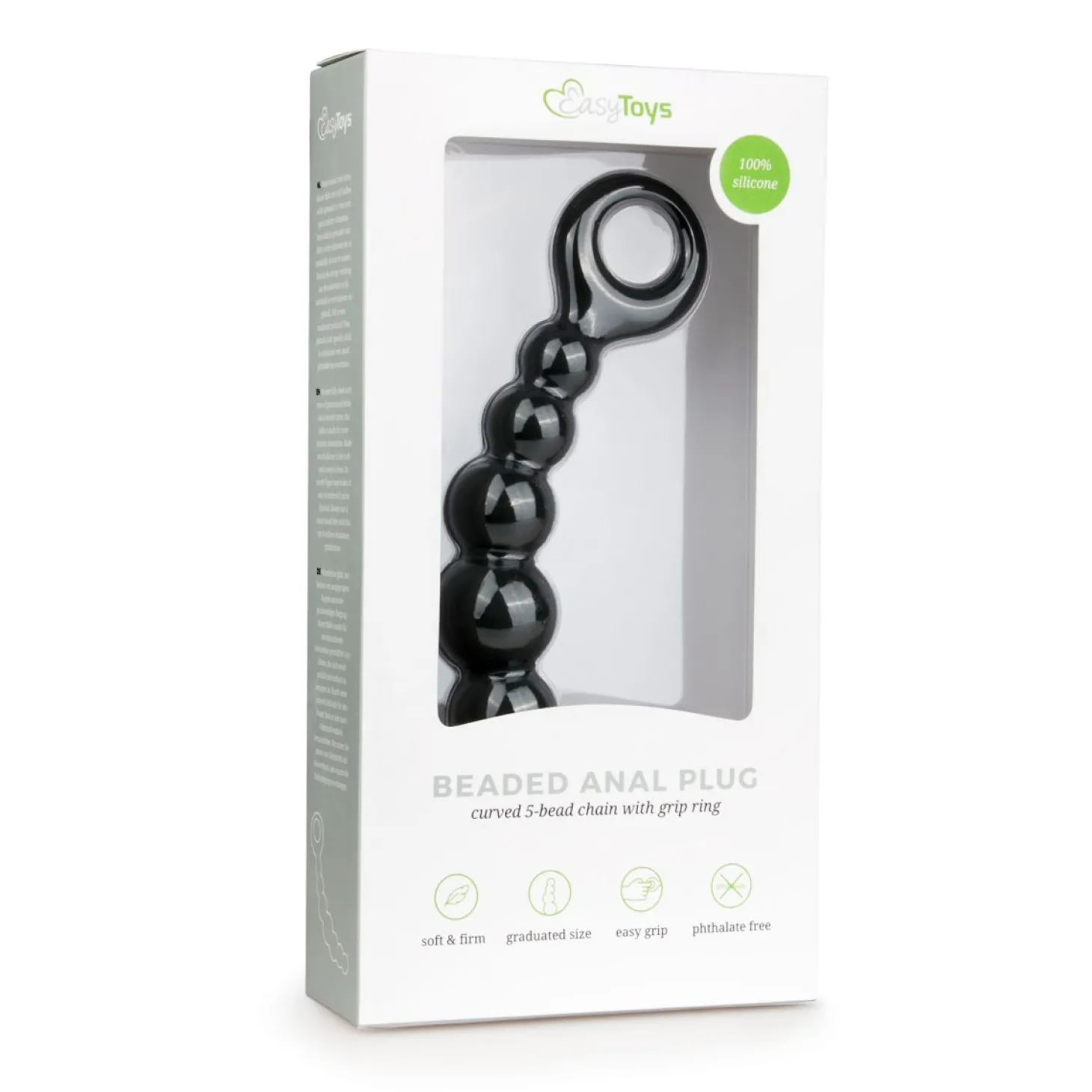Zwarte Anale Plug Met Kralen - 19 cm