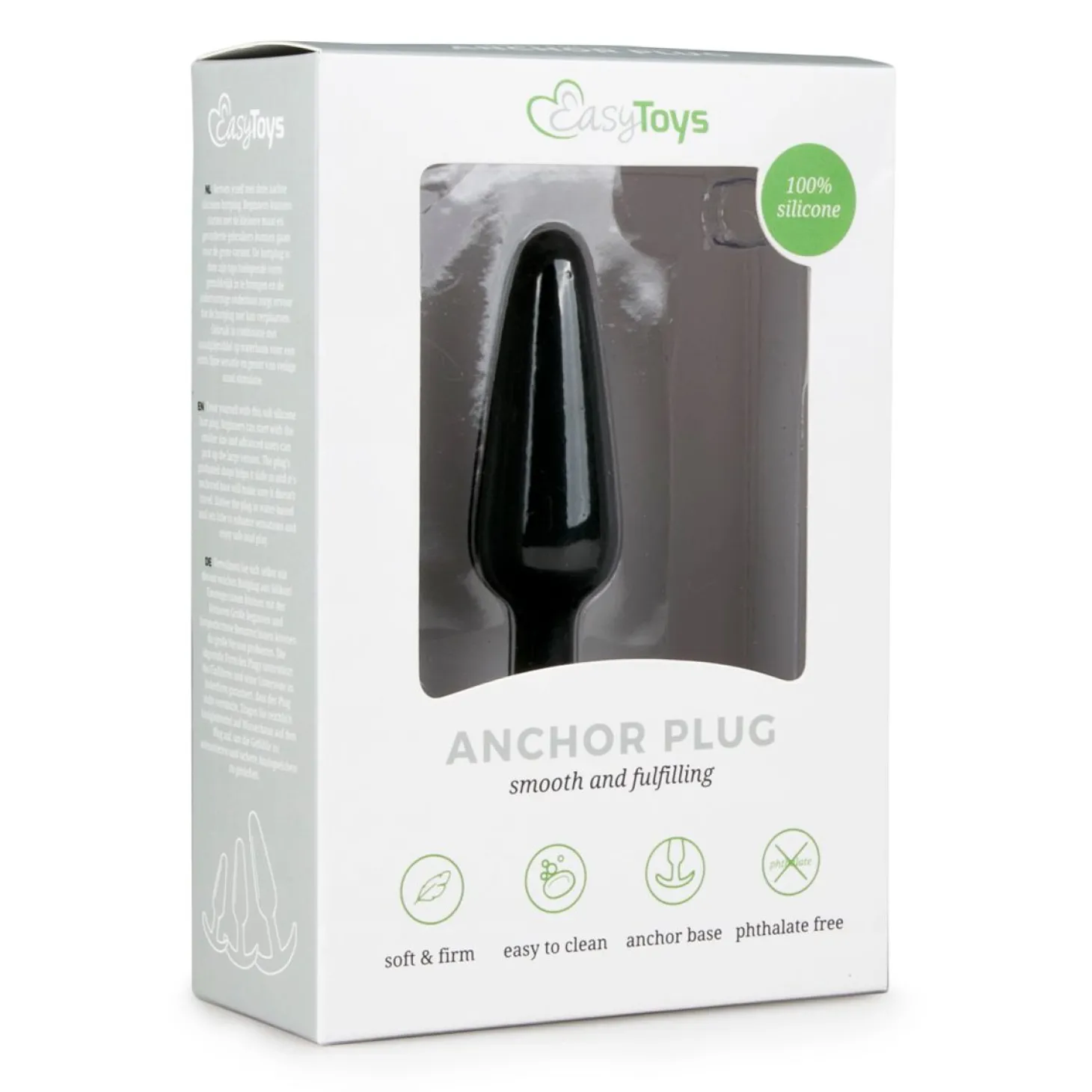 Zwarte kleine buttplug met handvat