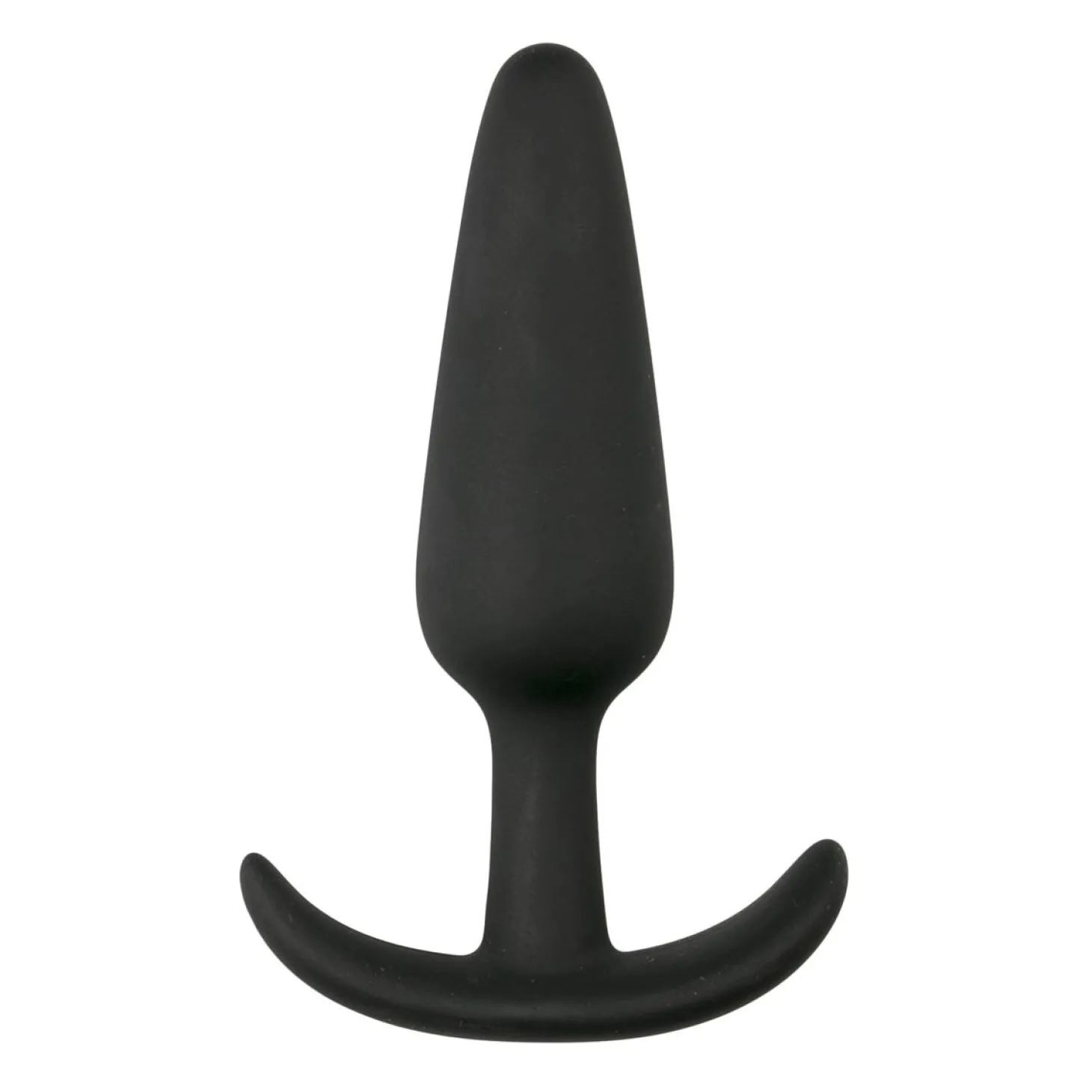 Zwarte kleine buttplug met handvat