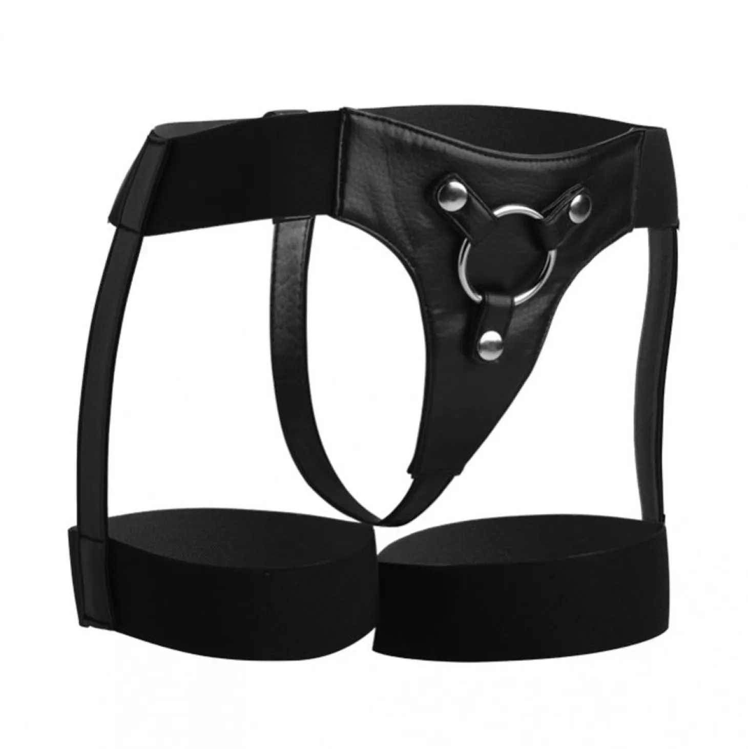 Zwart strap on harnas jarretel stijl